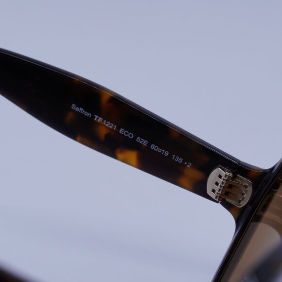 Tom Ford FT1221 52E Saffron Sunglasses Dark Havana Square Frame, Brown Lenses - Picture 6 of 10